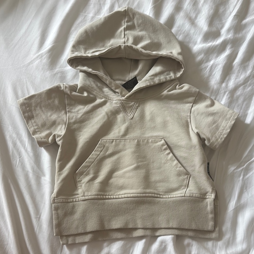 Little Bipsy Cream Short Sleeve Hoodie 6-12m